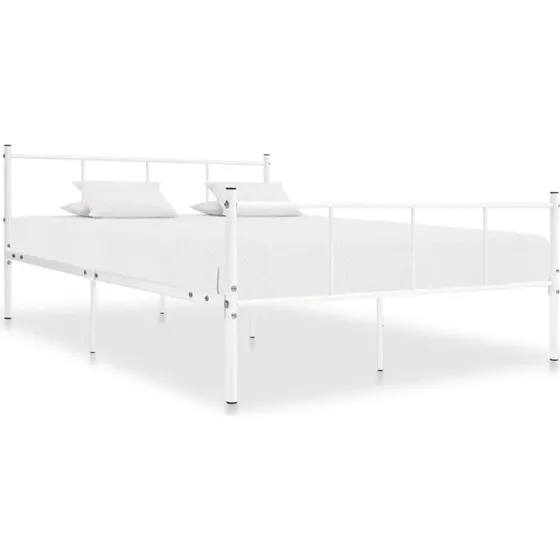 Sengestel 120x200 cm i hvidt metal med lamelbund