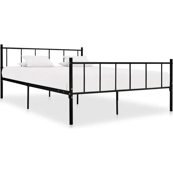 Sengestel 180x200 cm i sort metal med lamelbund