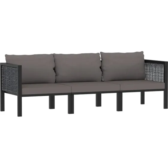 vidaXL 3-personers polyrattan sofa med hynder, antracit