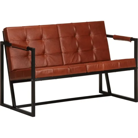 2-personers sofa i ægte gedeskind, brun