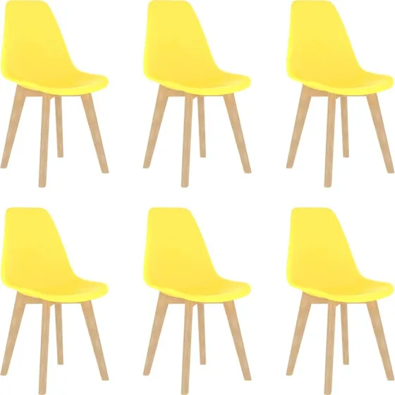 Spisebordsstole 6 stk. gul – PP med bøgetræsben