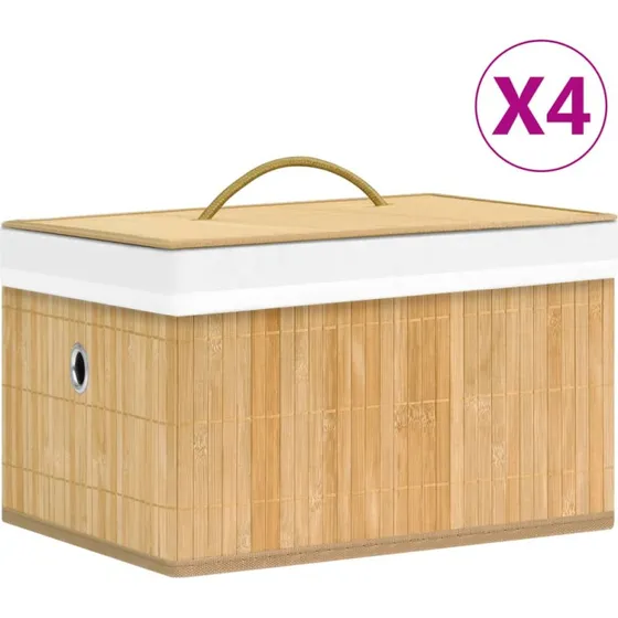Bambus opbevaringskasser 4 stk.  foldbare 31x31 cm