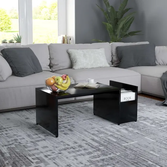 Sofabord 90x45x35 cm i sort konstrueret træ