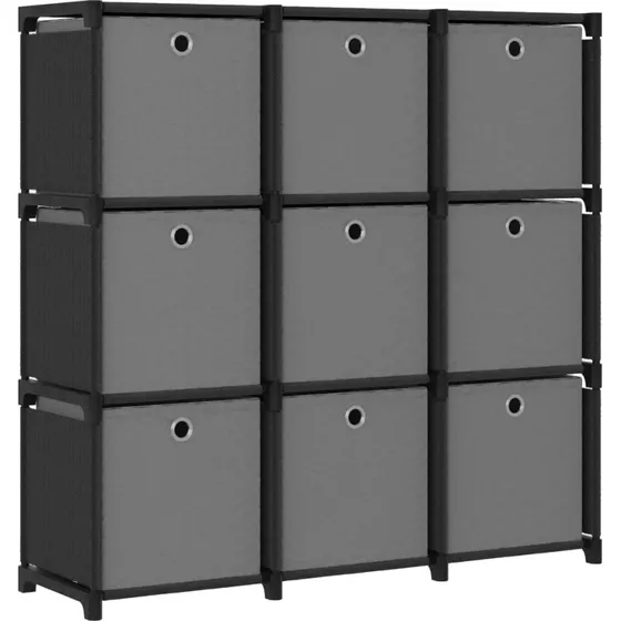 Reol med 9 rum og stofkasser – 103x30x107,5 cm