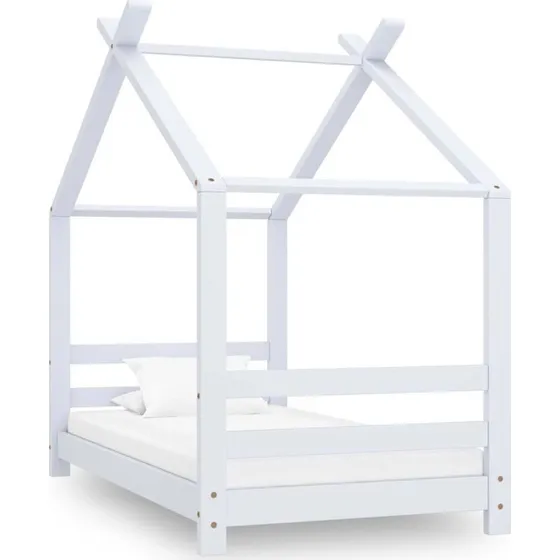 Brneseng stel 70x140 cm i massivt fyrretr - hvid