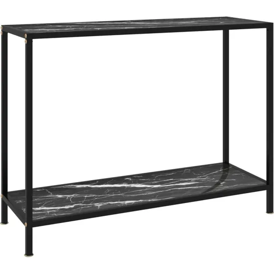 Konsolbord 100x35x75 cm sort – hærdet glas & stål