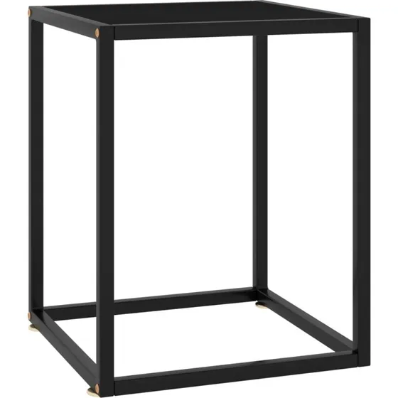 Sofabord 40x40x50 cm – sort hærdet glas & stål