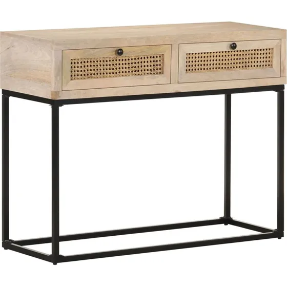 Konsolbord i massivt mangotræ 100x35x76 cm med rørflet