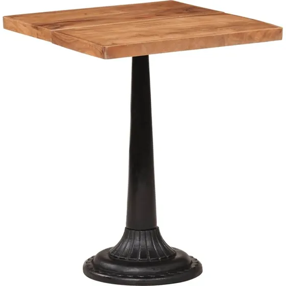 Bistrobord 60x60x76 cm i massivt akacietræ, støbejernsfod