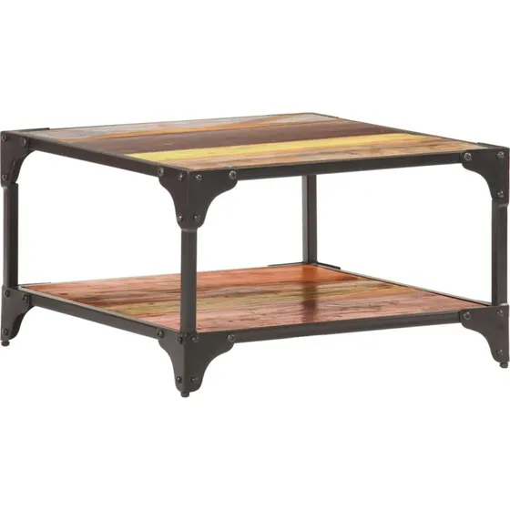 Sofabord 60x60x35 cm i massivt genbrugstræ