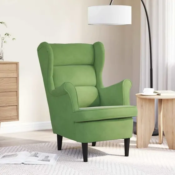 Lænestol i lysegrøn fløjl – komfortabel velourstol