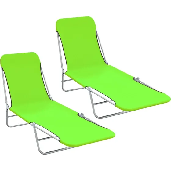 Foldbare liggestole 2 stk. — grøn, stål & oxfordstof