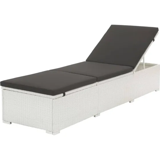 Liggestol i polyrattan med hynde - hvid
