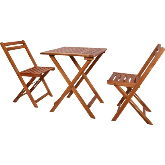 Foldbart bistrosæt 3 dele i massivt akacietræ