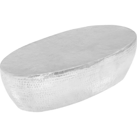 Sofabord 100x50x28 cm hamret aluminium – sølv
