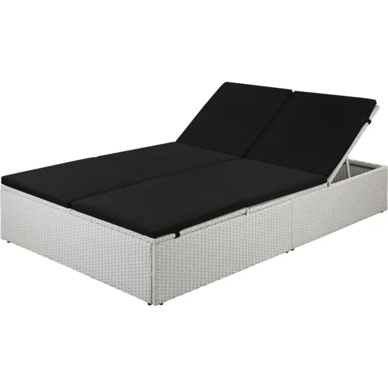 Liggestol i polyrattan med hynde – sort