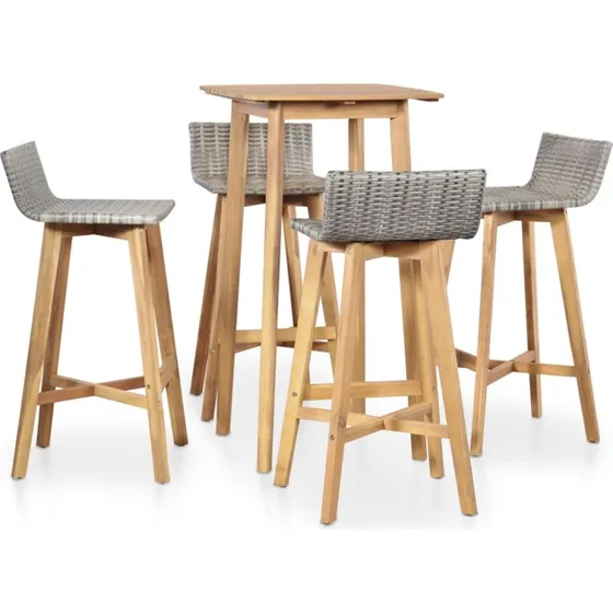 Udendørs spisebordssæt 5 dele i massivt akacietræ