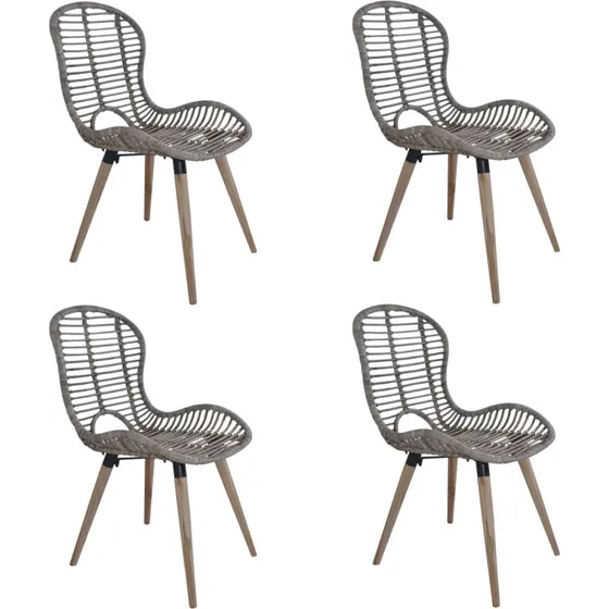 Spisebordsstole 4 stk. i naturligt rattan – brun