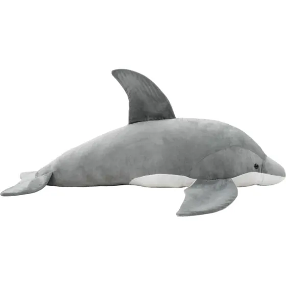 Plysdelfin 100 cm grå - blød tøjdyr til kram