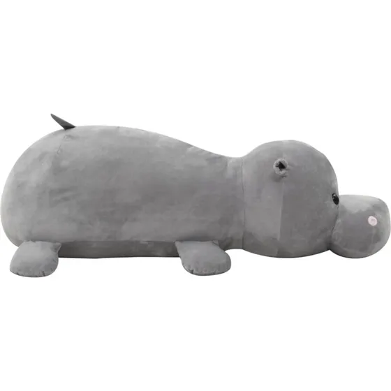 Stor flodhest i plysstof 100x30 cm  gr tjdyr