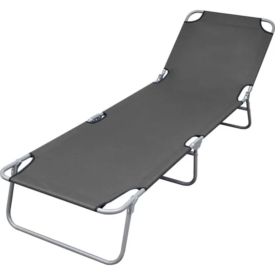 Foldbar liggestol med justerbart ryglæn – grå