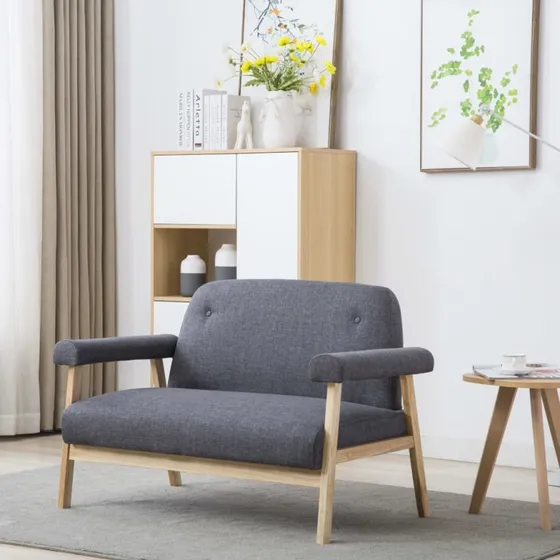 Topersoners sofa i mørkegråt stof (115×69×75 cm)