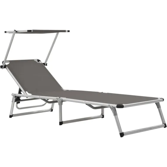 Foldbar liggestol med tag i aluminium og textilene, grå