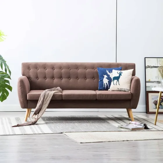 3-personers sofa 172x70x82 cm - brun stof