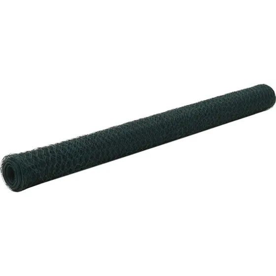 Hønsenet i stål m. PVC 25 x 1,5 m – grøn