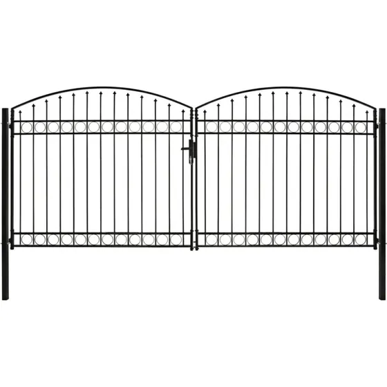 Hegnslge dobbeltdr stl 400200 cm, buet top - sort