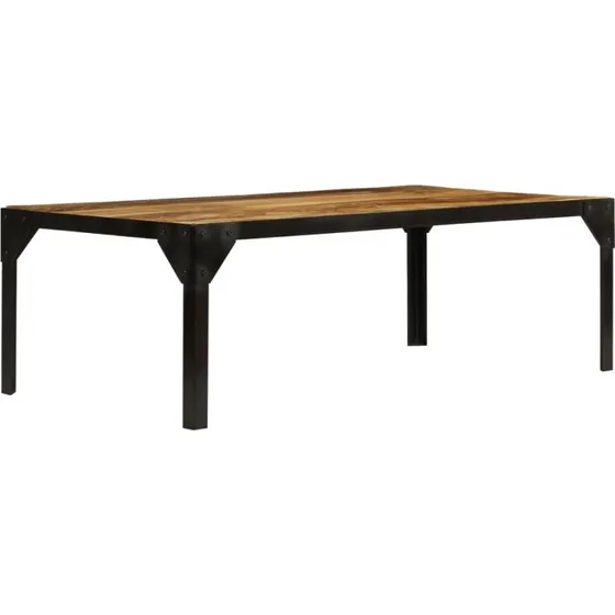 Ovalt sofabord 110 cm i massivt ru mangotræ og stål