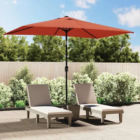 Parasol 300x200 cm terrakotta med metalstang