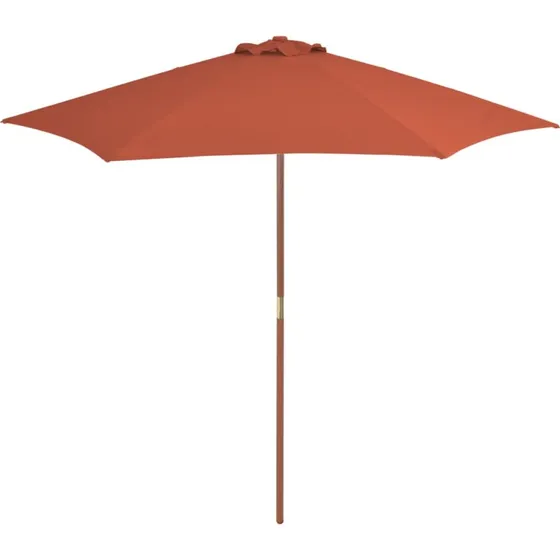 Parasol 270 cm træstang terrakotta