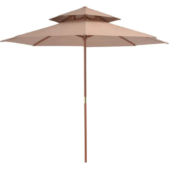 Parasol 270 cm med træstang, gråbrun