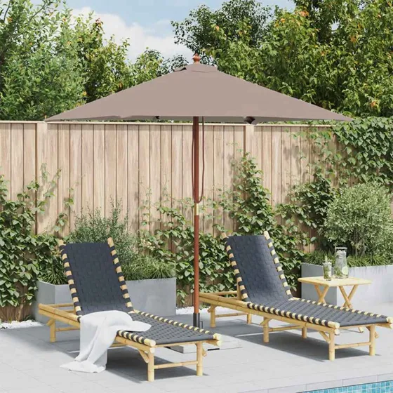 Parasol 150x200 cm gråbrun med træstang