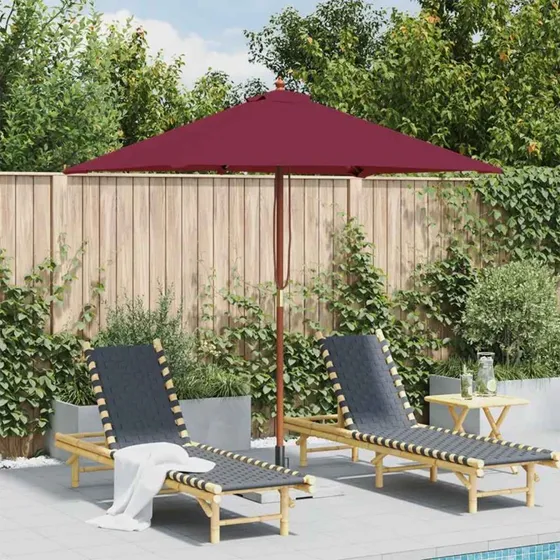 Parasol 150x200 cm træstang bordeauxrød