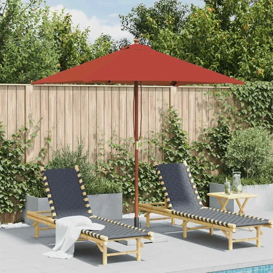 Parasol 150x200 cm terrakotta med træstang