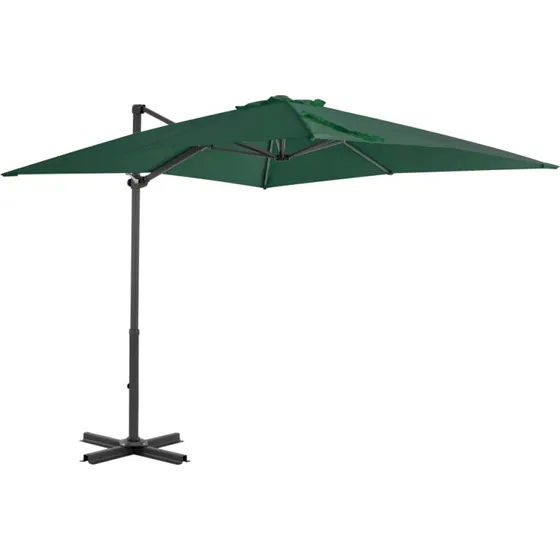 Hængeparasol 250x250 cm grøn - aluminiumsstang, 360°