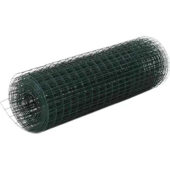 Hønsenet i stål med grøn PVC-belægning 10 x 0,5 m