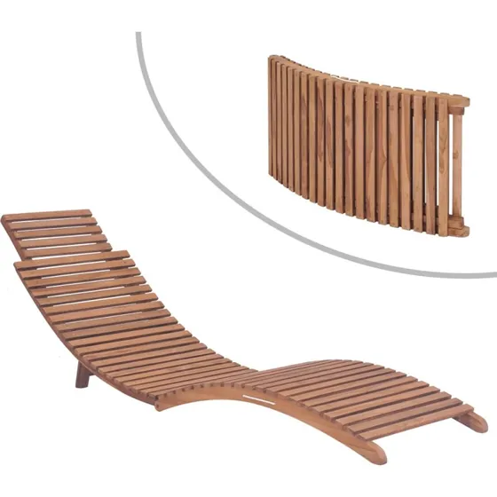 Foldbar liggestol i massivt teaktræ – ergonomisk loungestol