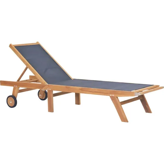 Foldbar liggestol i massivt teak med hjul