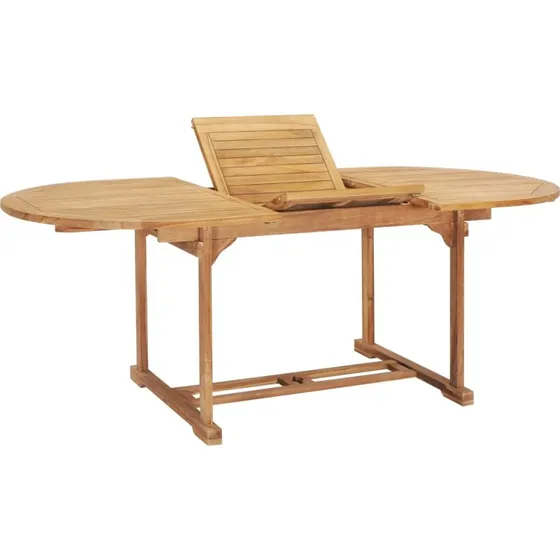 Forlngeligt havebord i massivt teak 150200x100x75 cm