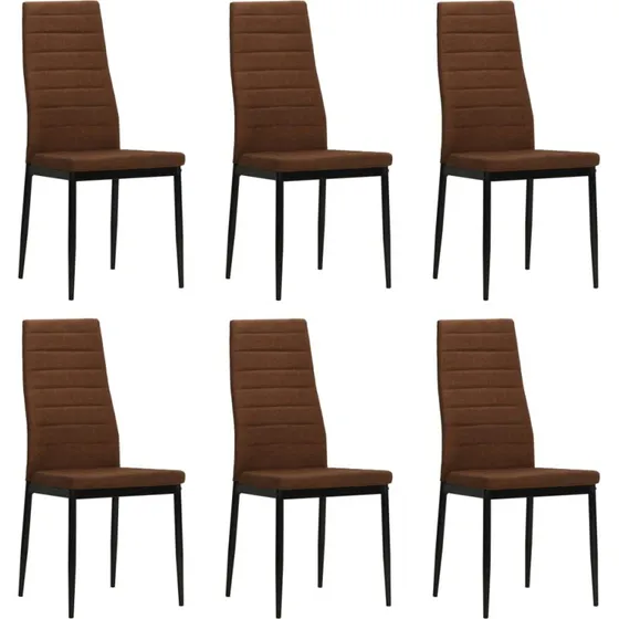 Spisebordsstole 6 stk — brun stof med stålstel