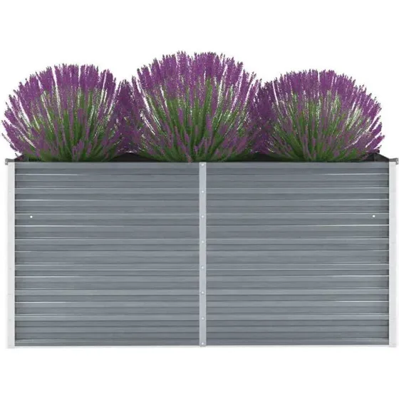 Højbed 160x40x77 cm – galvaniseret stål, grå