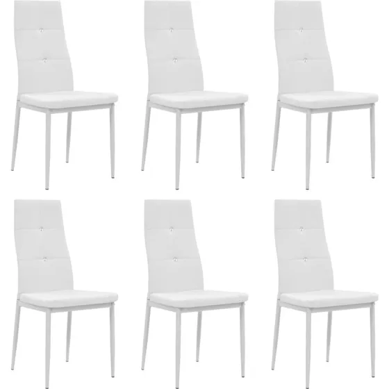 Spisebordsstole 6 stk. i hvidt kunstlæder – ergonomisk design