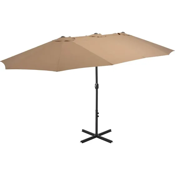 Stor dobbelt parasol 460x270 cm - aluminiumsstang gråbrun