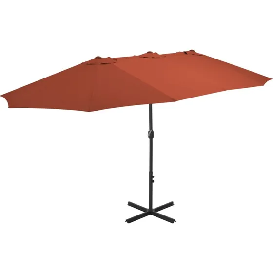 Stor terrakotta parasol 460x270 cm - dobbeltdug, aluminium
