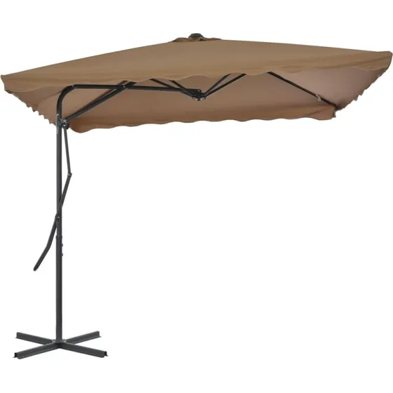 Parasol 250x250 cm stålstang - gråbrun