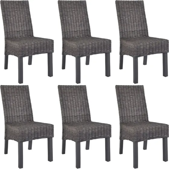 Spisebordsstole 6 stk. kubu-rattan & mangotræ, brun