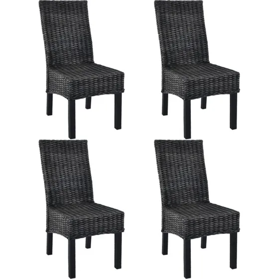 Spisebordsstole 4 stk. Kubu-rattan & mangotræ, sort